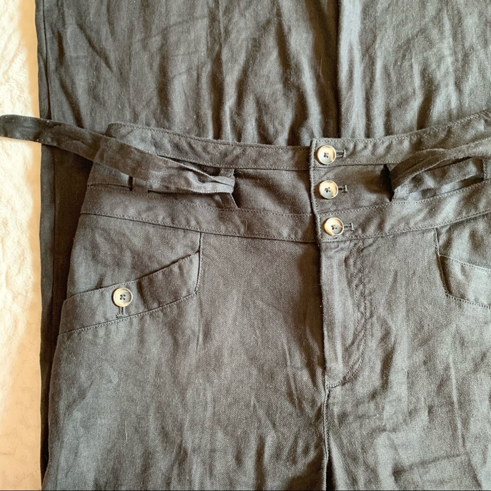 ANTHROPOLOGIE Black Wide Leg Linen Pants 4P - Picture 6 of 9